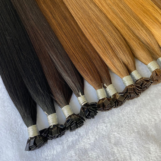 Flat tip hair extenison factory supplier free sample natural human european hair bundle hair weft extensions